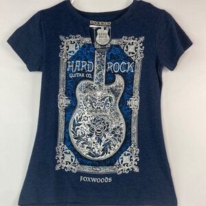 Hard Rock Guitar Co. Foxwoods blue tee XS
